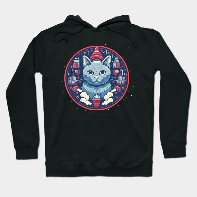 Russian Blue Cat Xmas, Love Cats Hoodie by dukito